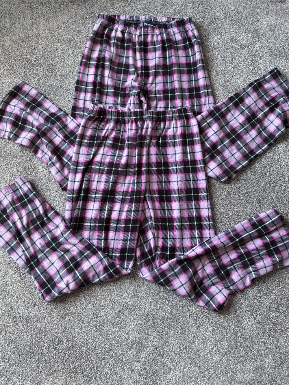 2 PACK The Children's Place Pink and Black Plaid Fleece Pajama Pants
